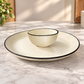 Pure Source India 10 Inch Plate & 200 ml Bowl Speckled Ceramic Chip & Dip Serving Platter with Bowl