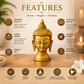 Pure Source India Pure Brass Buddha Face Showpiece/Idol/Murti for Home Decor, Office, Gifting Item (3.7 Inch)