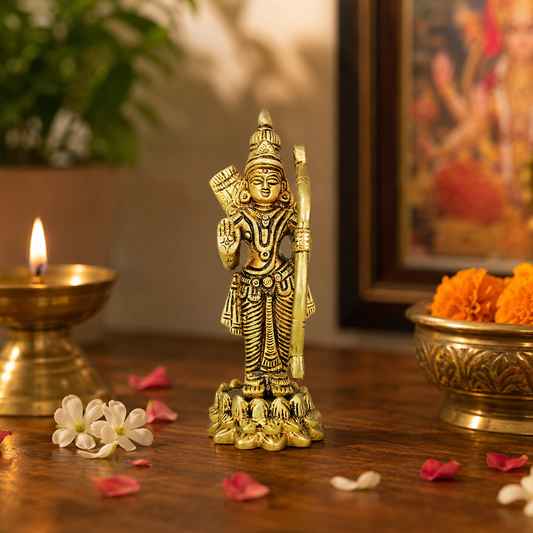 Pure Source India Pure Brass Lord Shree Ram Idol | Ayodhya Ram Murti for Home Decor & Mandir (5.5 Inch) (384 gm)