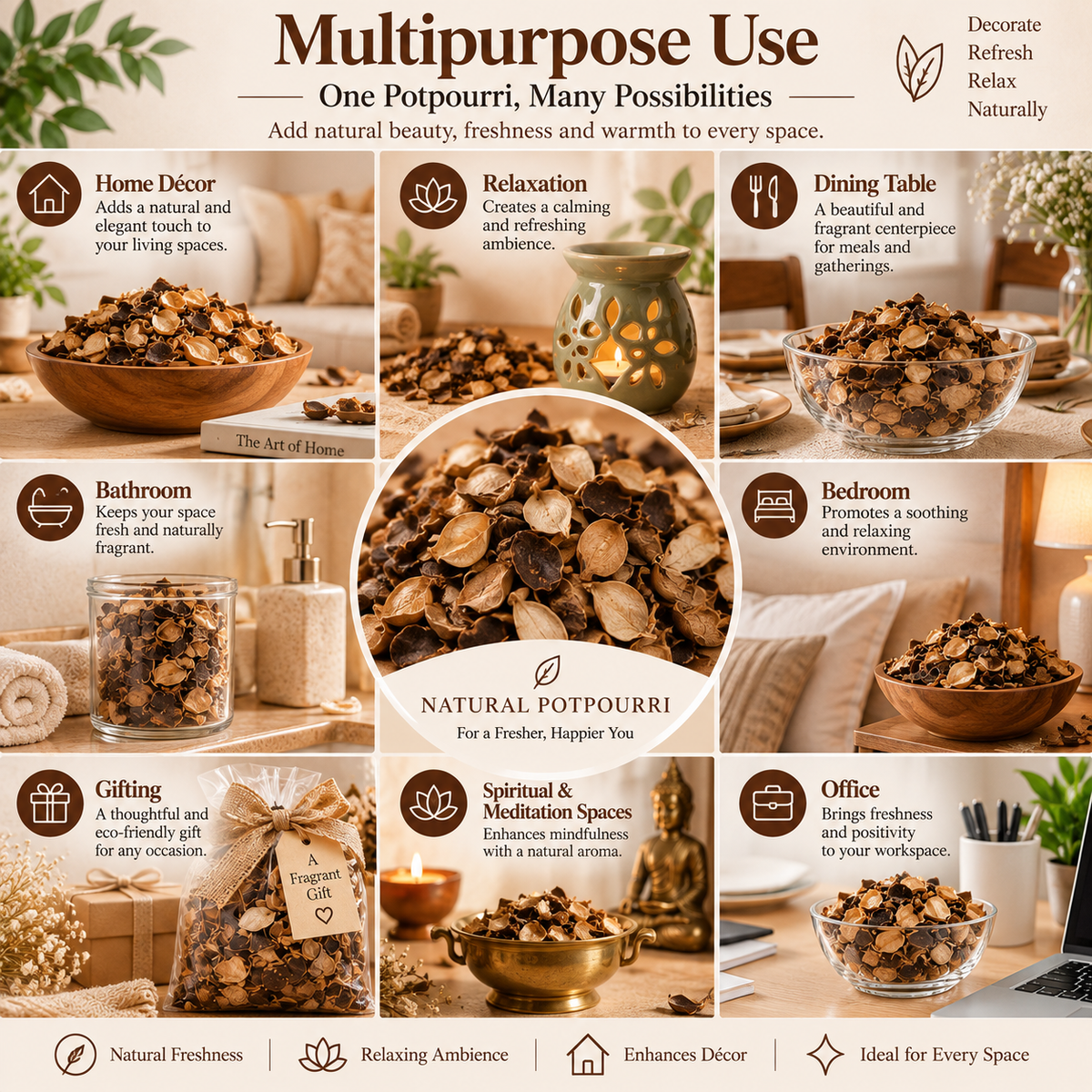 Pure Source India  Natural  Unscented Potpourri – Natural Dried Flower for Home Décor, Wedding Table Styling, DIY Crafts & Essential Oil Blending