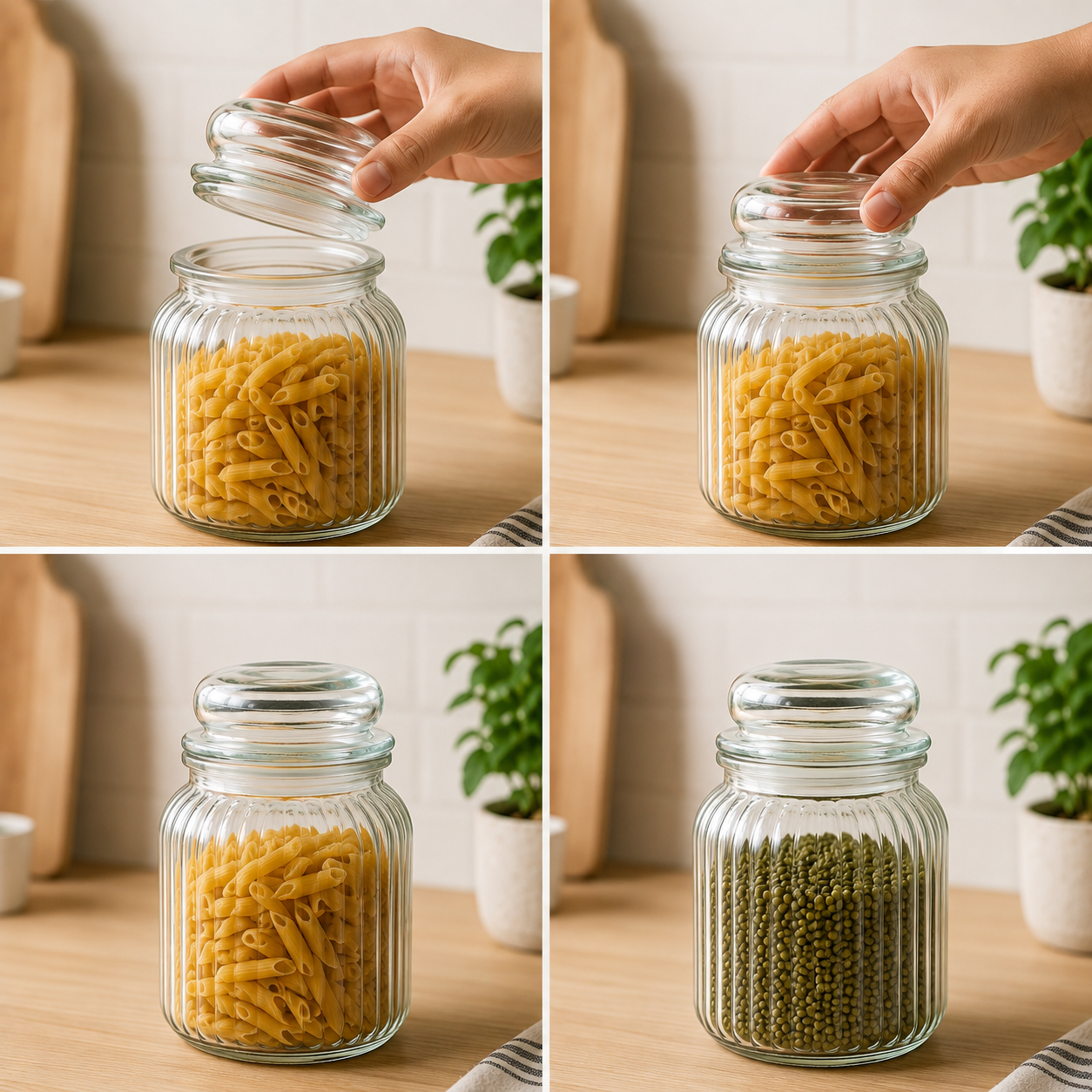 Pure Source India Glass Storage Jar - 1000 Ml, Transparent