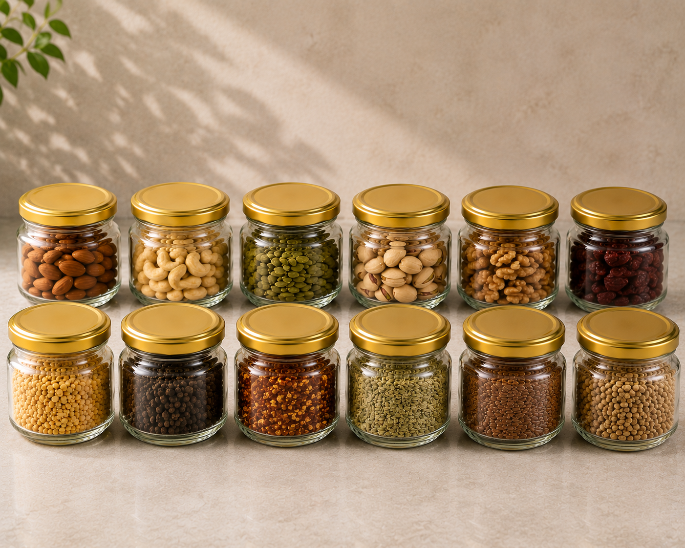 Pure Source India 150Gm Round Glass Container with Airtight and Rust-free Metal Lid - Led Free and Food Safe Jar