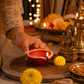 Pure Source India Traditional Handmade Earthen Clay Big Size Diya for Laxmi Pooja Multi Colour