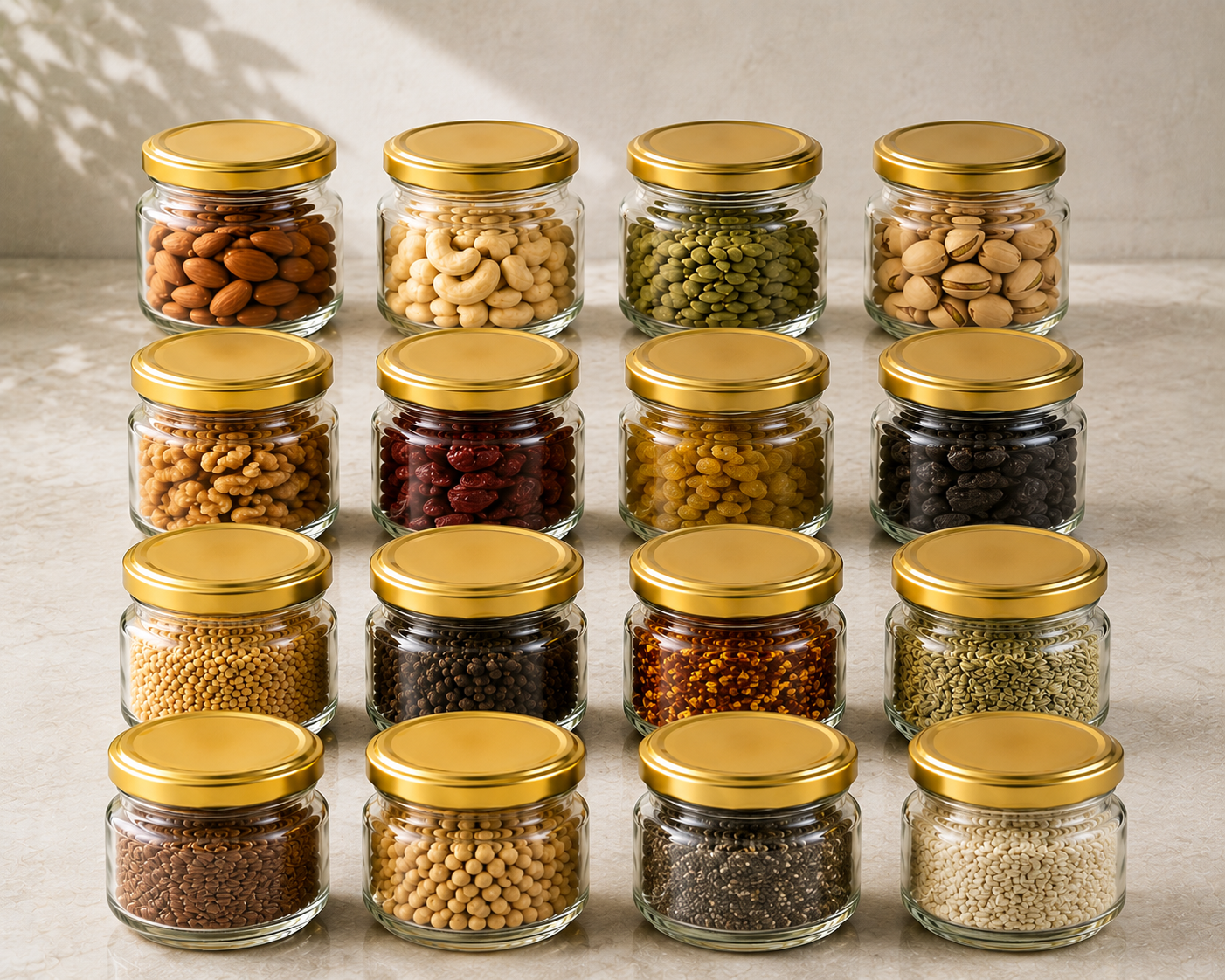 Pure Source India 150Gm Round Glass Container with Airtight and Rust-free Metal Lid - Led Free and Food Safe Jar