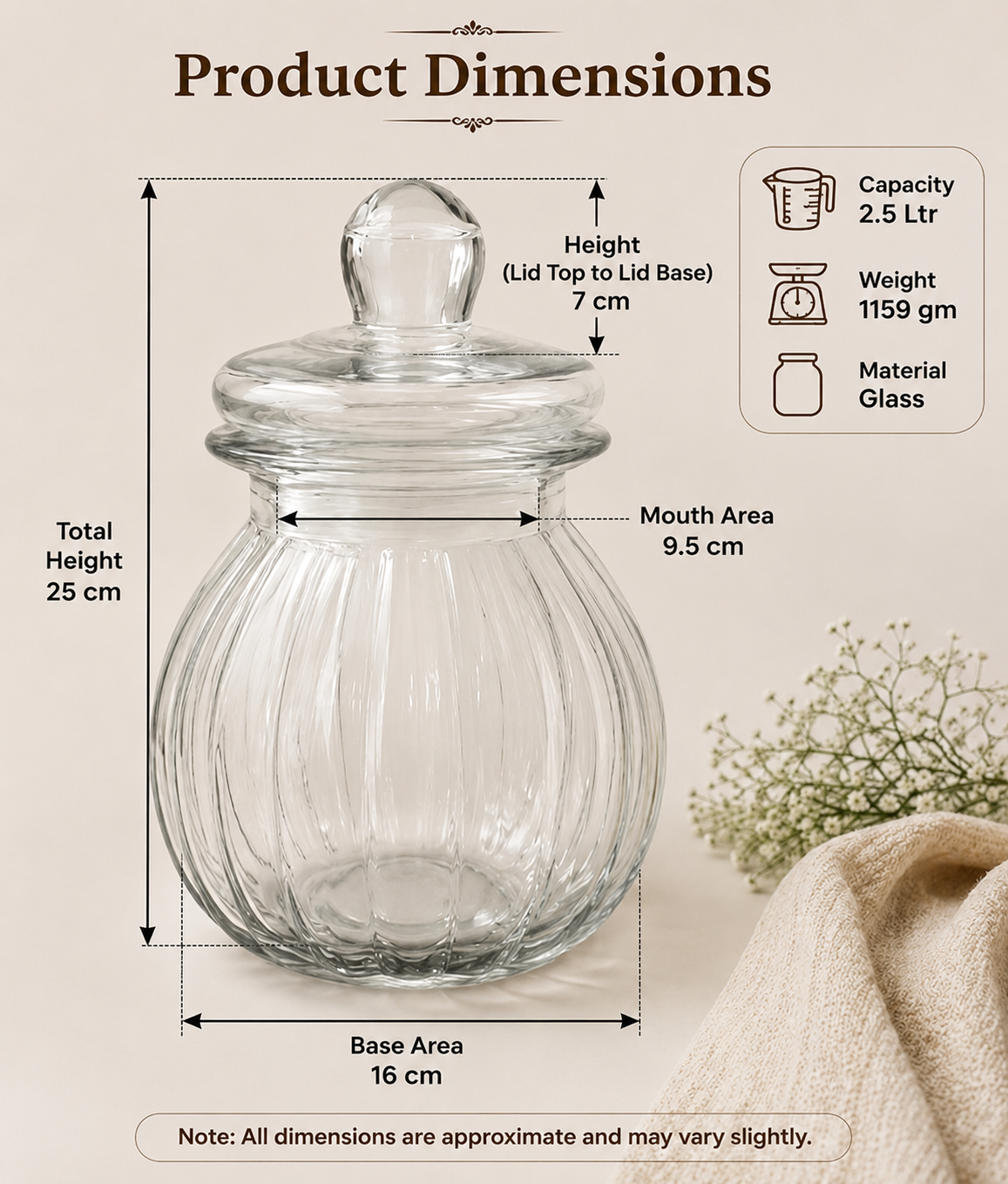 Pure Source India 2.5Ltr Garlic Airtight Glass Jar