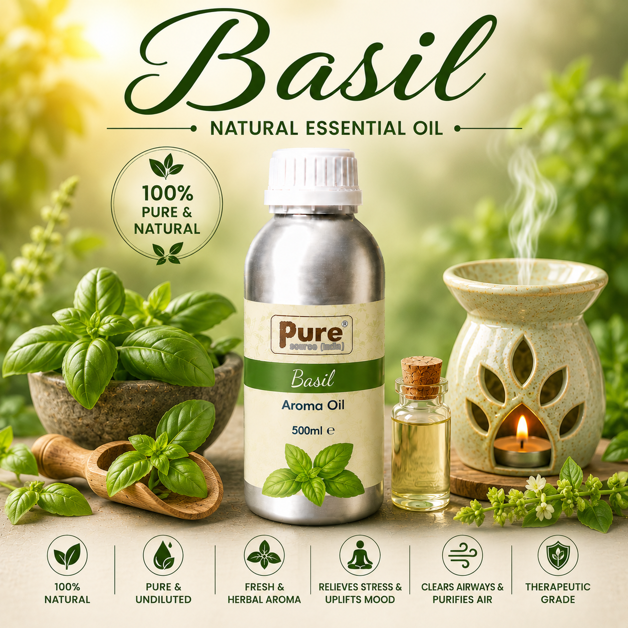 Pure Source India Aroma Diffuser Oil Essential for Oil Burner, Soap Making, Candle Making Etc. 500 ML Pack of Fragrance Oil