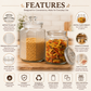 Pure Source India 2 Ltr Glass Jar Container With Air Tight Lid, Capacity  Suitable Dry Fruits, Snacks, Pulses, Beans Clear