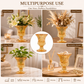 Pure Source India Vintage Amber Glass Vase Decorative Pedestal Vase Floral Centerpiece for Home & Events (6.5 Inch Flared Top)