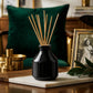 Pure Source India Elegant Ceramic Reed Diffuser Pot (Black) – Decorative Aroma Diffuser Vase for Living Rooms, bedrooms, bathrooms, Offices, and entryways (Black)