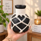 Pure Source India Decorative Black Flower Vase with Macramé Rope Design | Tabletop Home Décor Vase for Living Room, Dining Table & Office