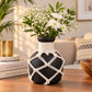 Pure Source India Decorative Black Flower Vase with Macramé Rope Design | Tabletop Home Décor Vase for Living Room, Dining Table & Office