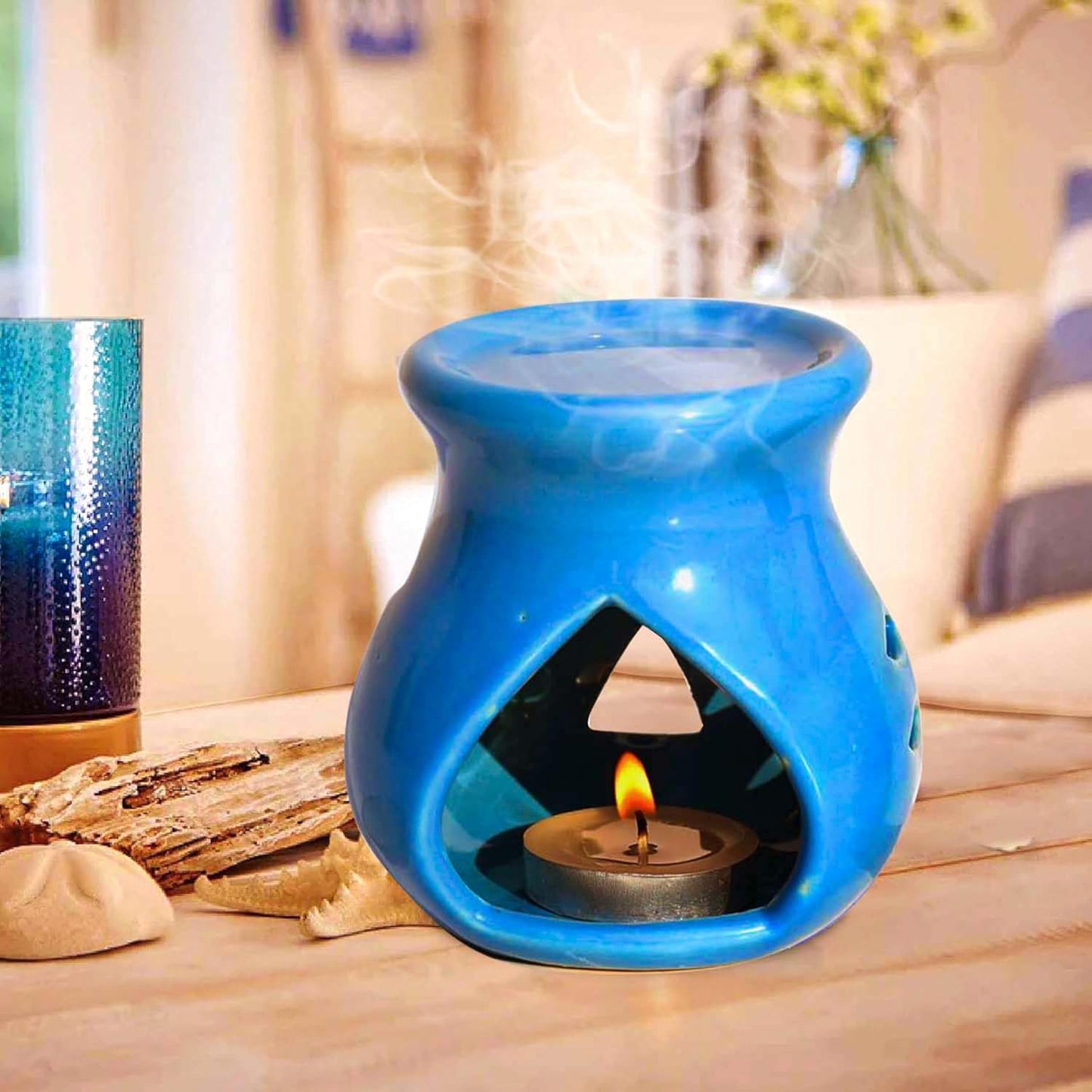 Pure Source India Regular Ceramic Aroma Burner Coming with 1 pc Free Candles
