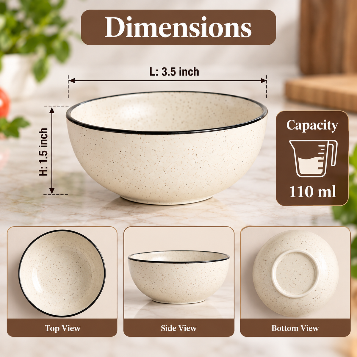 Pure Source India Dotted White Small Ceramic Bowl Handcrafted/Decorative Bowls for Home and Kitchen(3.5 Inch Diameter, 1.5 Inch Height)