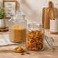 Pure Source India 2 Ltr Glass Jar Container With Air Tight Lid, Capacity  Suitable Dry Fruits, Snacks, Pulses, Beans Clear