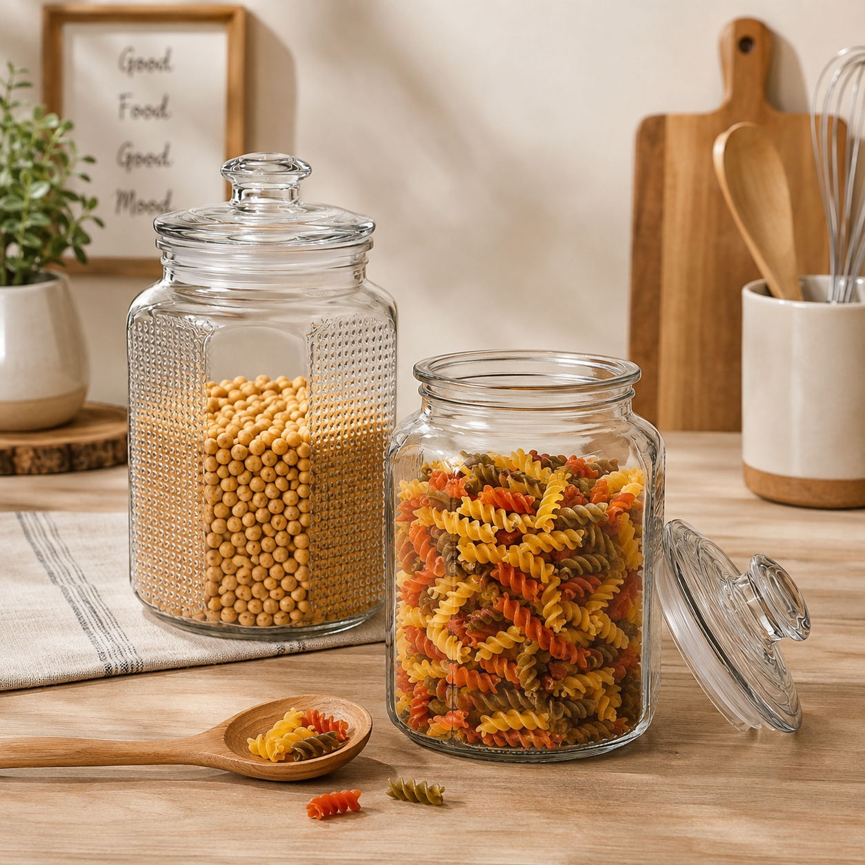Pure Source India 2 Ltr Glass Jar Container With Air Tight Lid, Capacity  Suitable Dry Fruits, Snacks, Pulses, Beans Clear