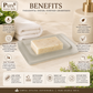 Pure Source India Stylish Durable Rectangular Design Glass Frosted Soap Dish for Hand Cleanser, Body Wash, Bathroom Shower Use