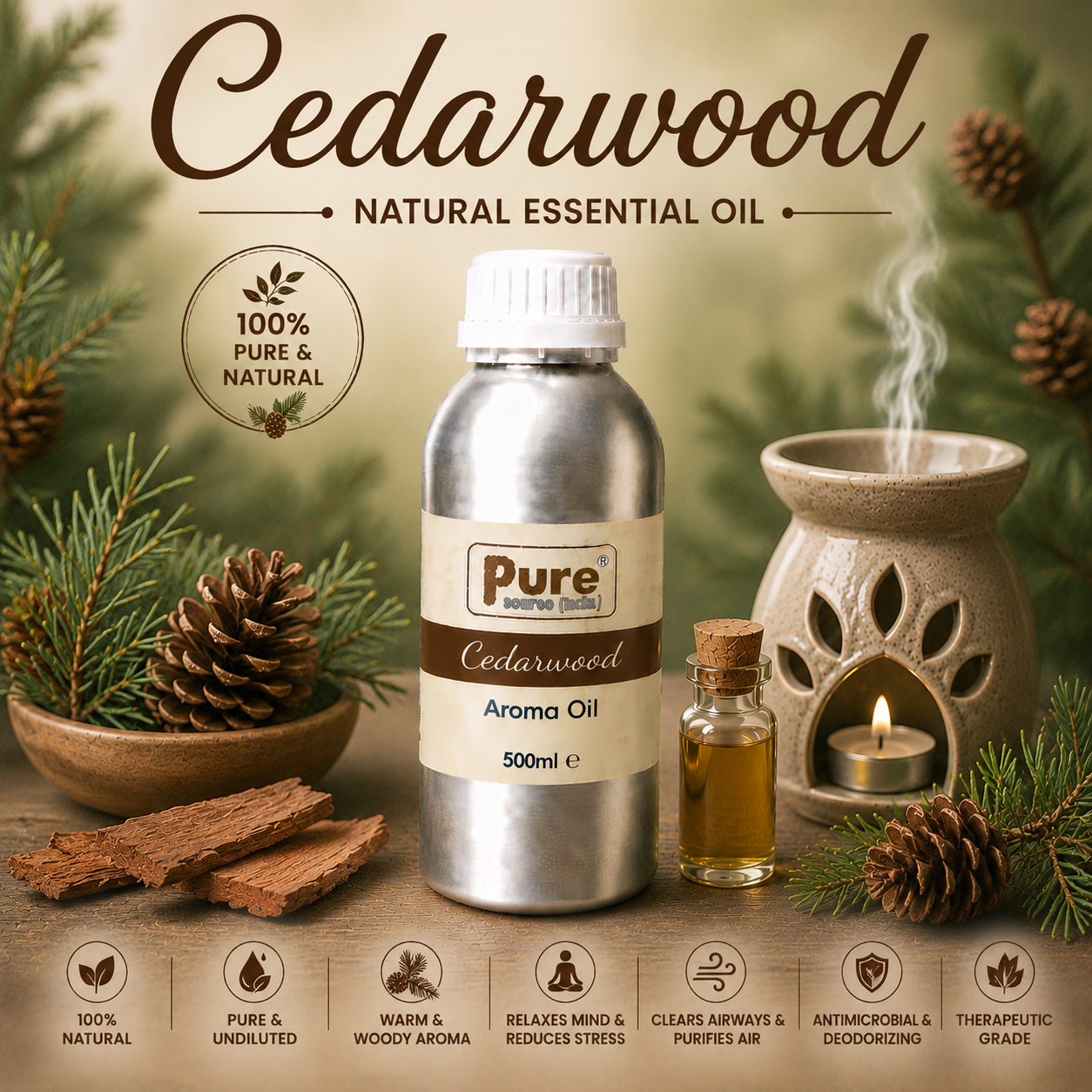 Pure Source India Aroma Diffuser Oil Essential for Oil Burner, Soap Making, Candle Making Etc. 500 ML Pack of Fragrance Oil