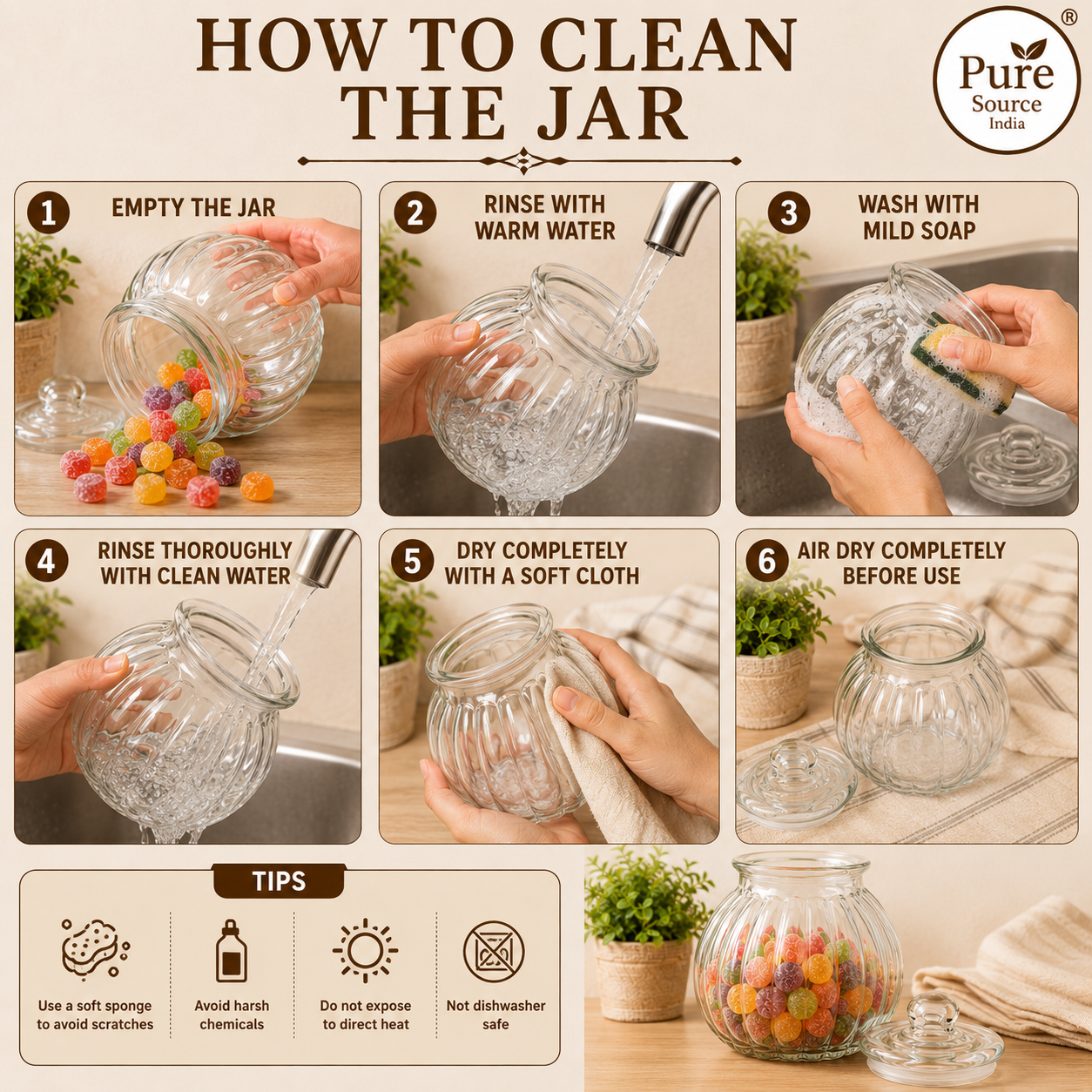 Pure Source India 2.5Ltr Garlic Airtight Glass Jar