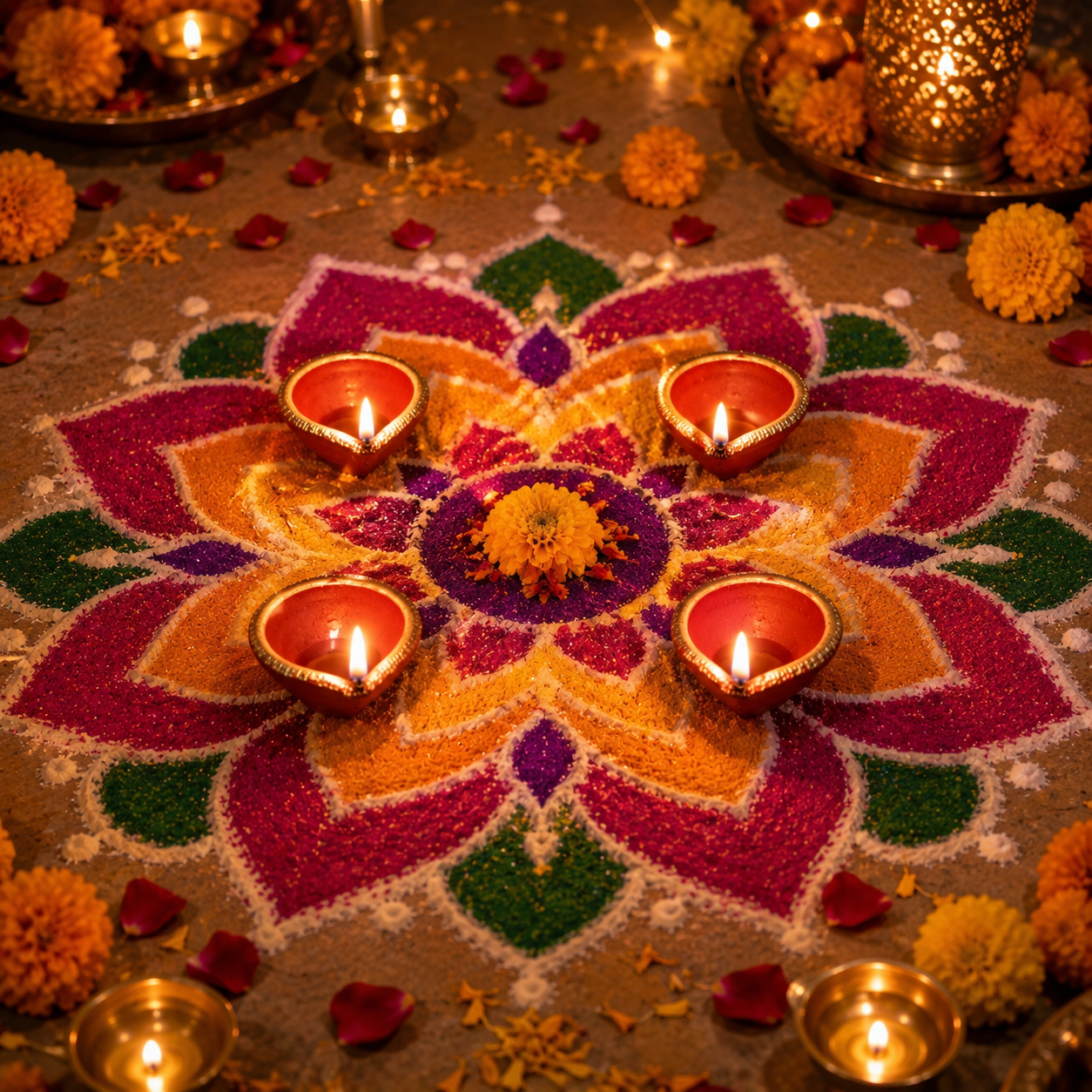 Pure Source India Traditional Handmade Earthen Clay Big Size Diya for Laxmi Pooja Multi Colour