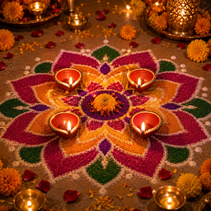 Pure Source India Traditional Handmade Earthen Clay Big Size Diya for Laxmi Pooja Multi Colour