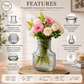 Pure Source India Modern 8 Inch Glass Flower Vase – Hammered Texture Decorative Tabletop Vase for Flowers & Home Decor