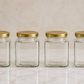 Pure Source India 150gm, Square Glass Jar with Gold Lug Cap | Airtight Food Storage Jar for Honey, Jam, Pickles, Spices & Preserves