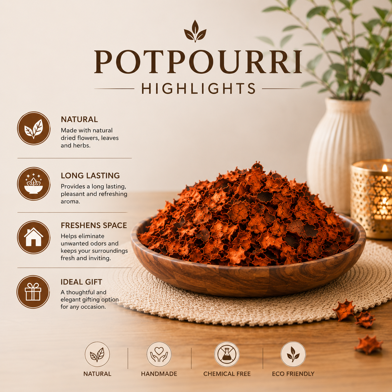 Pure Source India Orange, Potpourri – Natural Dried Flower Fragrance Vanilla | Long Lasting Home Fragrance | Decorative Bowl Filler | Wardrobe & Car Freshener | Essential Oil Infused (Copy)