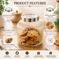 Pure Source India 7.5 Litre Ribbed Glass Storage Jar with Stainless Steel Lid | Airtight Food Grade Glass Canister | Kitchen Pantry Container for Cookies, Cereals, Rice, Flour, Pasta, Dry Fruits & Snacks