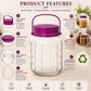Pure Source India 3 Kg Glass Jar Container With Purple Lid Handle