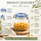 Pure Source India  750ml Stainless Steel Clamp Lid & Silicone Seal Kitchen Storage Air Tight Glass Jar, Clear