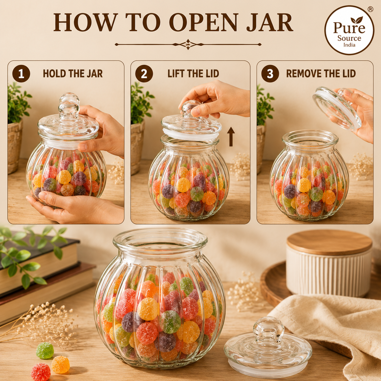 Pure Source India 2.5Ltr Garlic Airtight Glass Jar