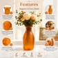 Pure Source India Elegant Orange Textured Glass Flower Vase – Decorative Bubbled Design, Modern Home Décor Accent, Table Centerpiece