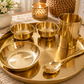 Pure Source India Kansa Solid Thali Set for Home, Kitchen, Dinning Table, Hotel & Gifting Purpose Set of 6 (Gold)