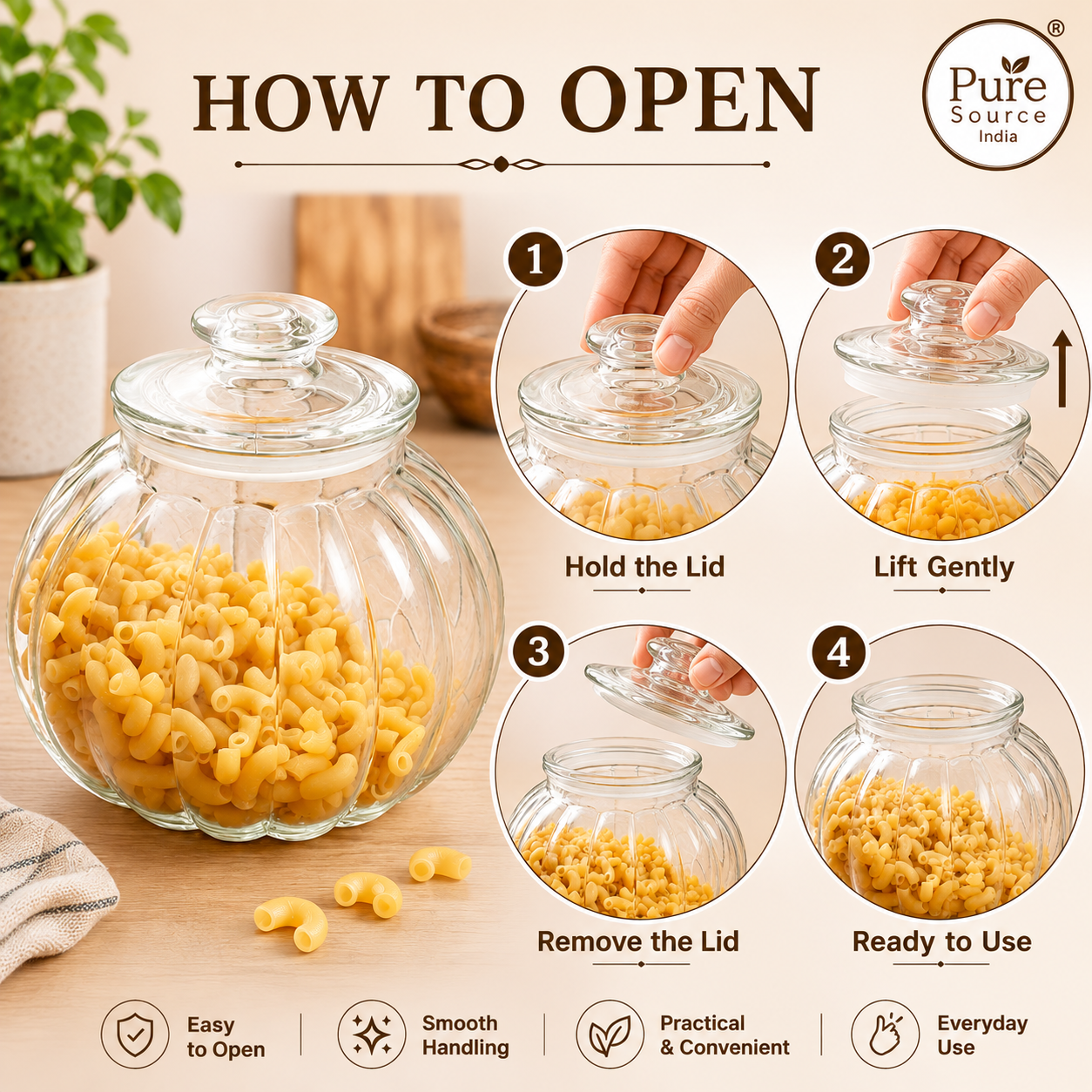 Pure Source India 3Ltr Garlic Airtight Glass Jar,