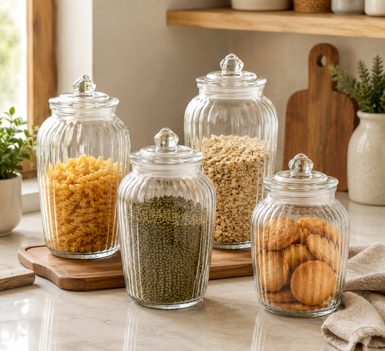 Pure Source India 2kg Glass Jar Food Safe Storage Container for Kitchen With Airtight Lid