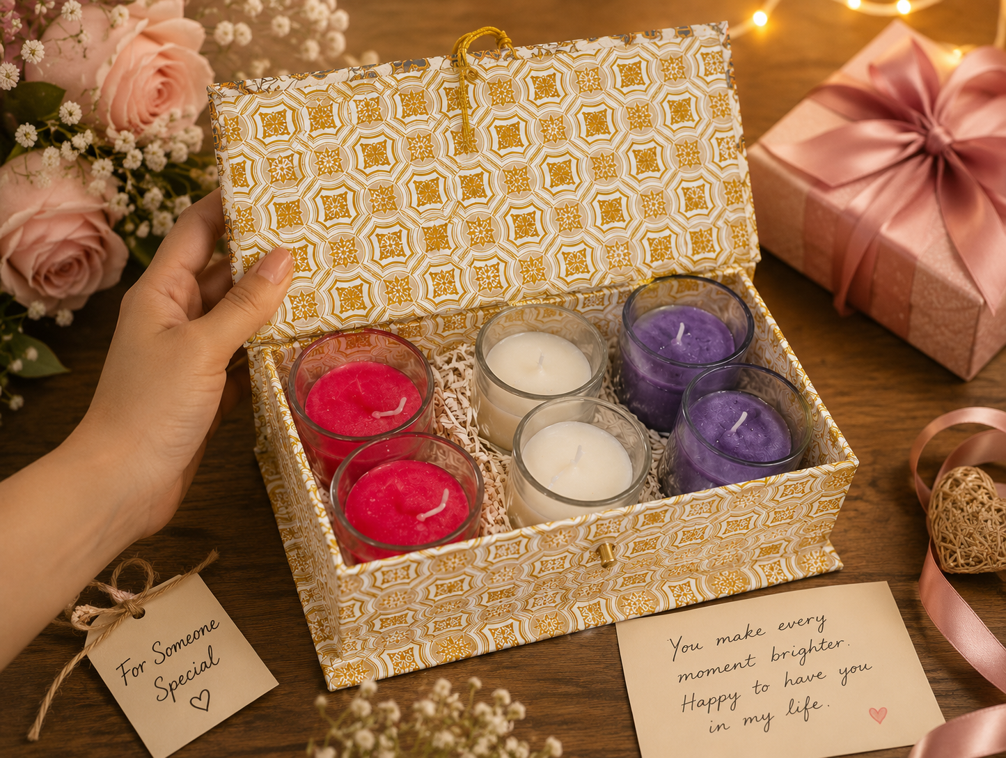 Pure Source India Scented Votive Candles in Glass, Set of 6 | Rose, Lavender & Vanilla Fragrance Candles | Aromatherapy, Home Décor & Relaxation Candles | Diwali, Wedding, Housewarming & Gift Set