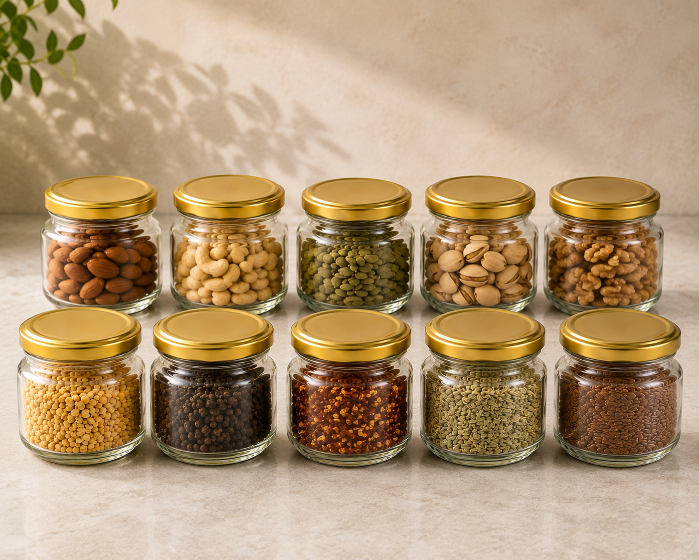 Pure Source India 150Gm Round Glass Container with Airtight and Rust-free Metal Lid - Led Free and Food Safe Jar