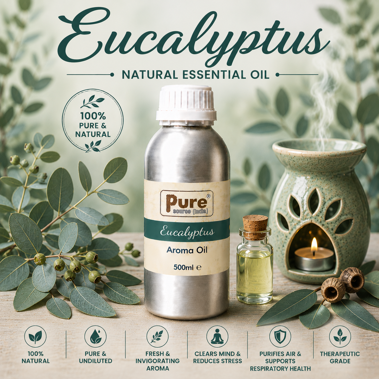 Pure Source India Aroma Diffuser Oil Essential for Oil Burner, Soap Making, Candle Making Etc. 500 ML Pack of Fragrance Oil