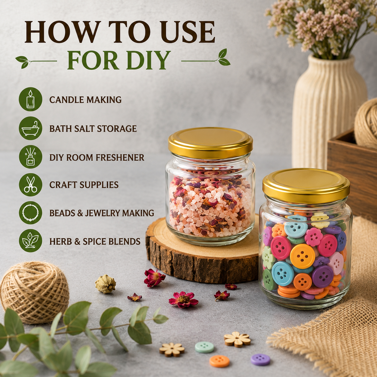 Pure Source India 150Gm Round Glass Container with Airtight and Rust-free Metal Lid - Led Free and Food Safe Jar