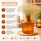 Pure Source India Amber Glass Flower Vase – 9 Inch Decorative Ribbed Bottle Vase for Home Decor, Modern Centerpiece for Living Room, Dining Table & Office