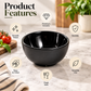 Pure Source India 200ml Black Ceramic Bowl for Serving & Dining | Premium Ceramic Serving Bowl | Food-Safe Kitchen Bowl