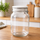 Pure Source India Glass Jar 1.5 LTR, Air Tight Jar With Stainless Steel Clamp Lid & Silicone Seal Kitchen Storage Jar with Air Tight Seal for Rice Pasta Pickling Food (White Rim)