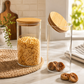Pure Source India 1400ml Airtight Bamboo Lid Borosilicate Glass Jar Container For Kitchen Storage