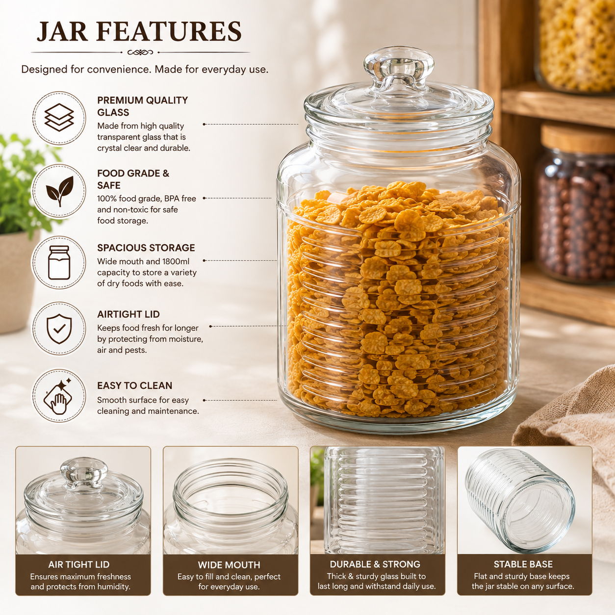 2 KG Premium Glass Jar – Perfect for Pickles & Kitchen Storage