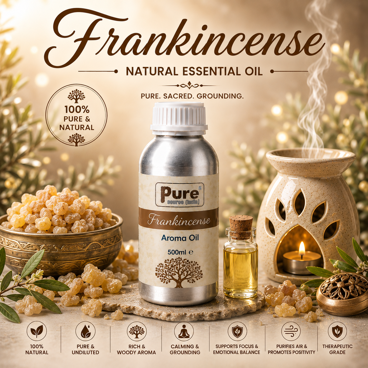 Pure Source India Aroma Diffuser Oil Essential for Oil Burner, Soap Making, Candle Making Etc. 500 ML Pack of Fragrance Oil
