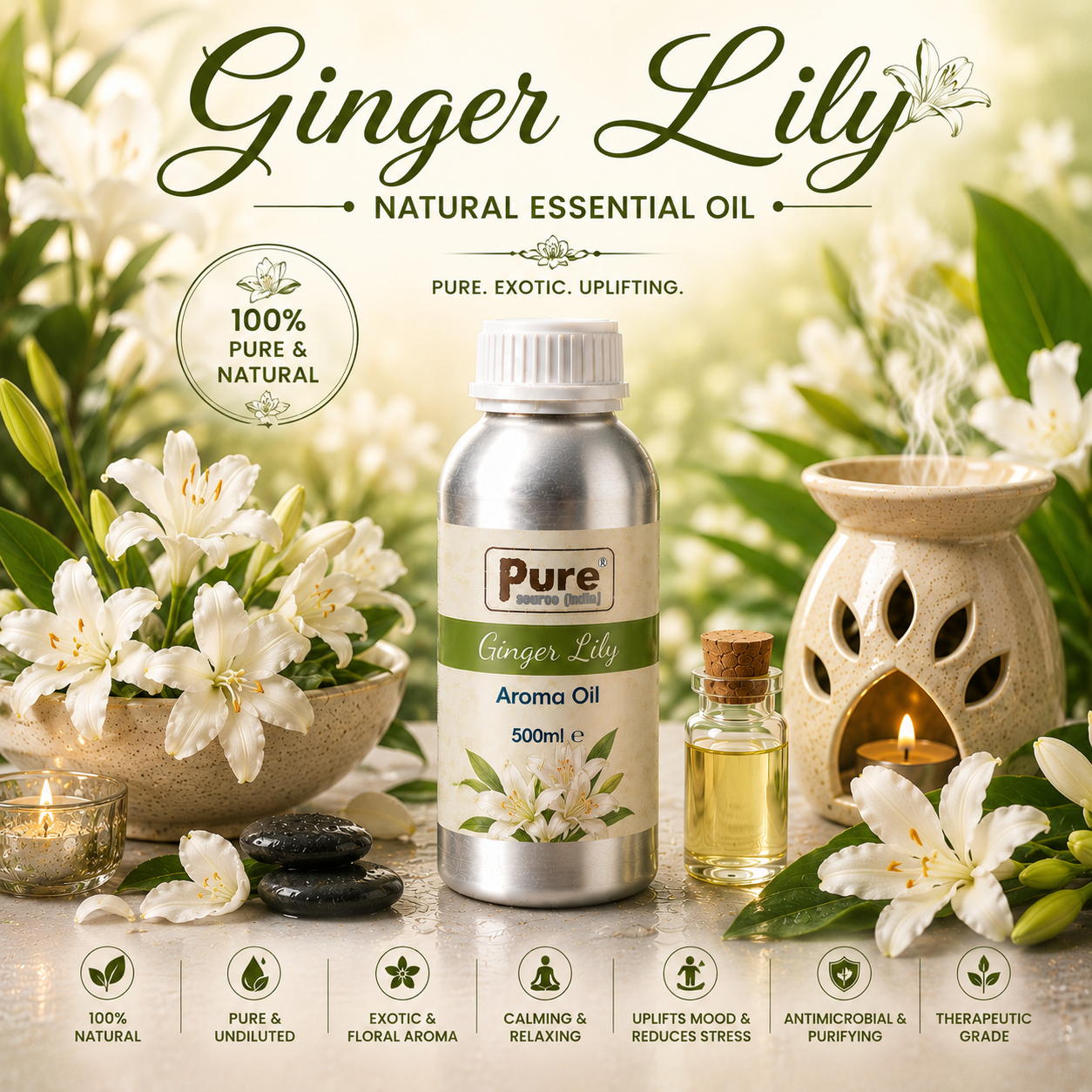 Pure Source India Aroma Diffuser Oil Essential for Oil Burner, Soap Making, Candle Making Etc. 500 ML Pack of Fragrance Oil