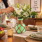 Pure Source India Decorative Green Flower Vase with Macramé Rope Design | Tabletop Home Décor Vase for Living Room, Dining Table & Office