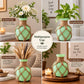 Pure Source India Decorative Green Flower Vase with Macramé Rope Design | Tabletop Home Décor Vase for Living Room, Dining Table & Office