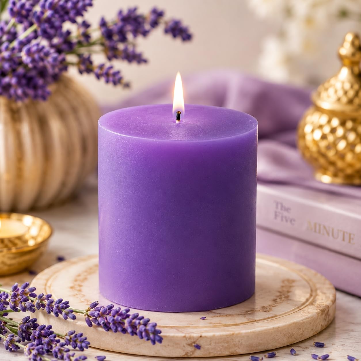 Pure Source India Scented Pillar Candle (3X3 INCH) Decorative Candle for Living Room, Diwali Decor, Gifting, Spa & Meditation (Lemongrass)