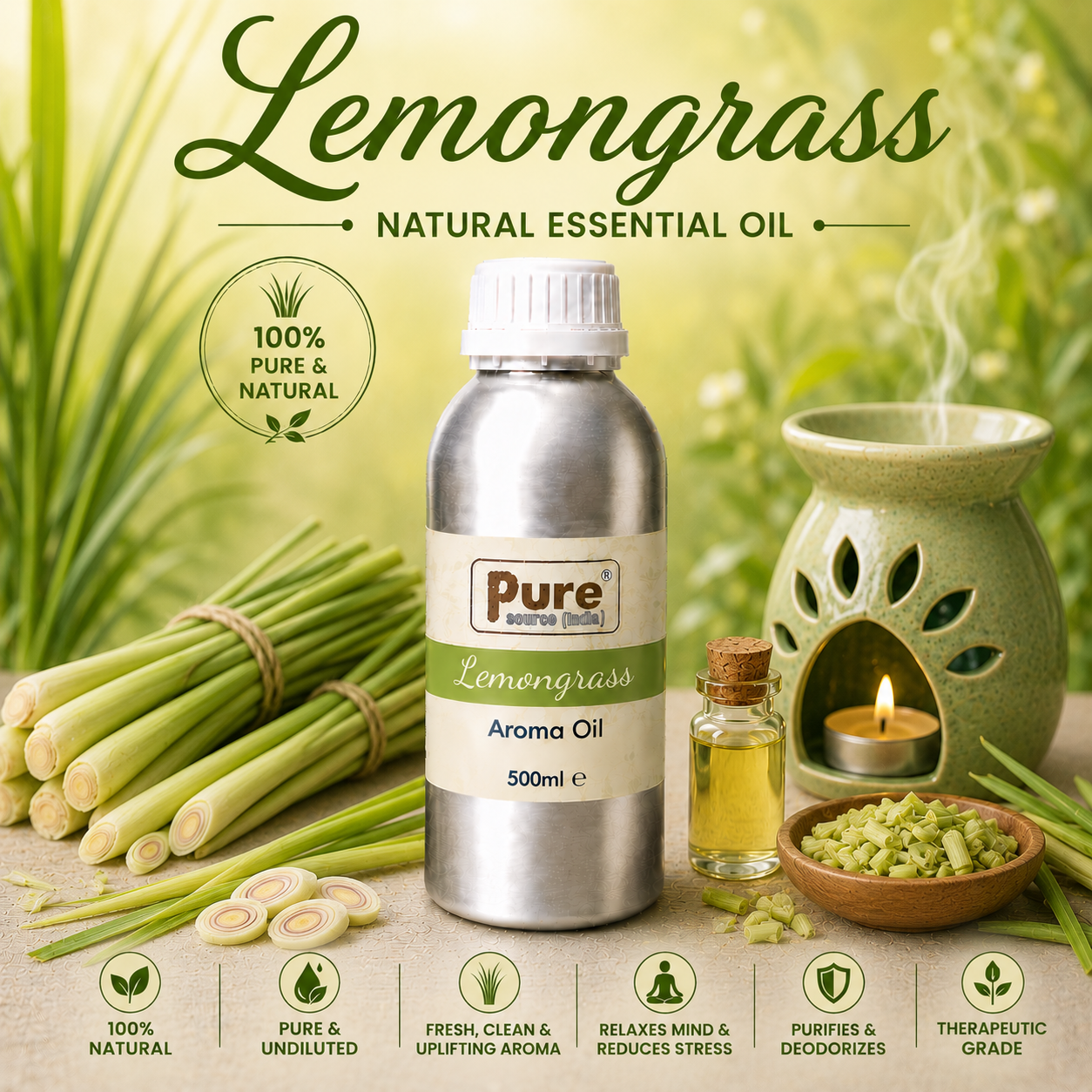 Pure Source India Aroma Diffuser Oil Essential for Oil Burner, Soap Making, Candle Making Etc. 500 ML Pack of Fragrance Oil